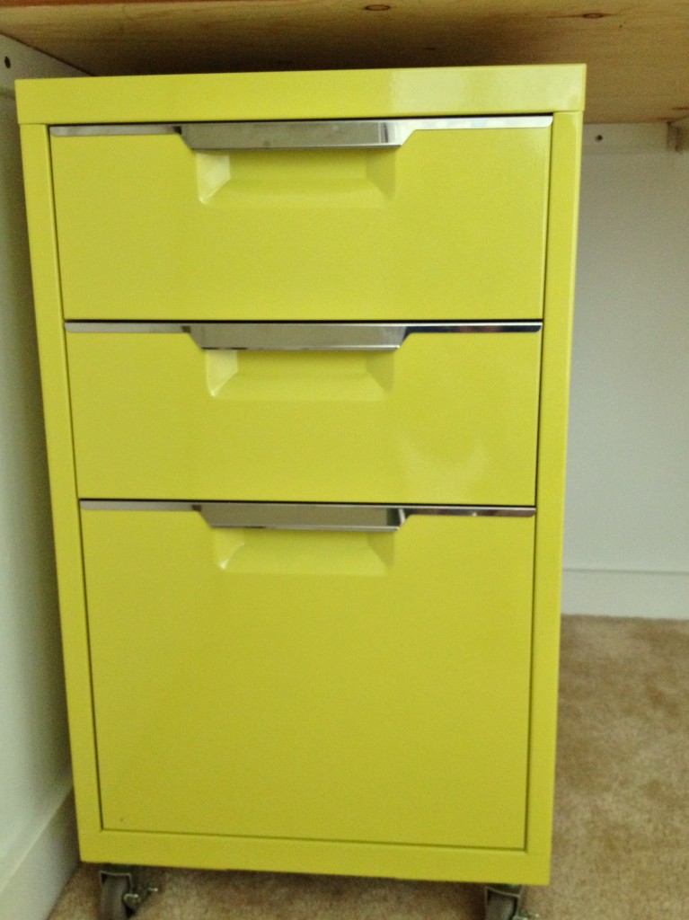 CB2 Chartreuse File Cabinet