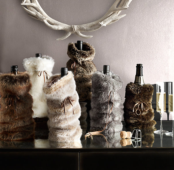 fur wine bag