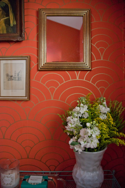 red orange wall