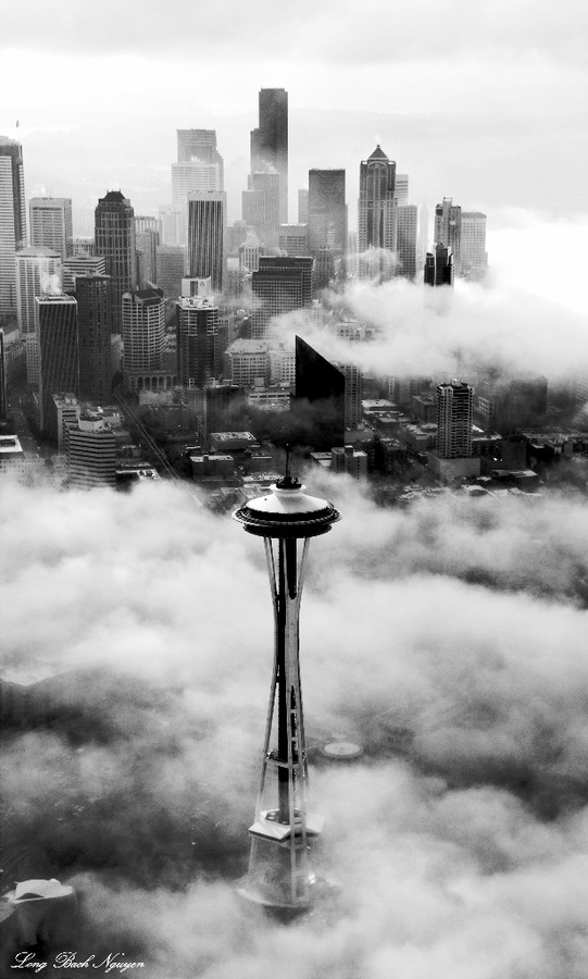 Vintage Space Needle & Seattle by Long Bach Nguyen