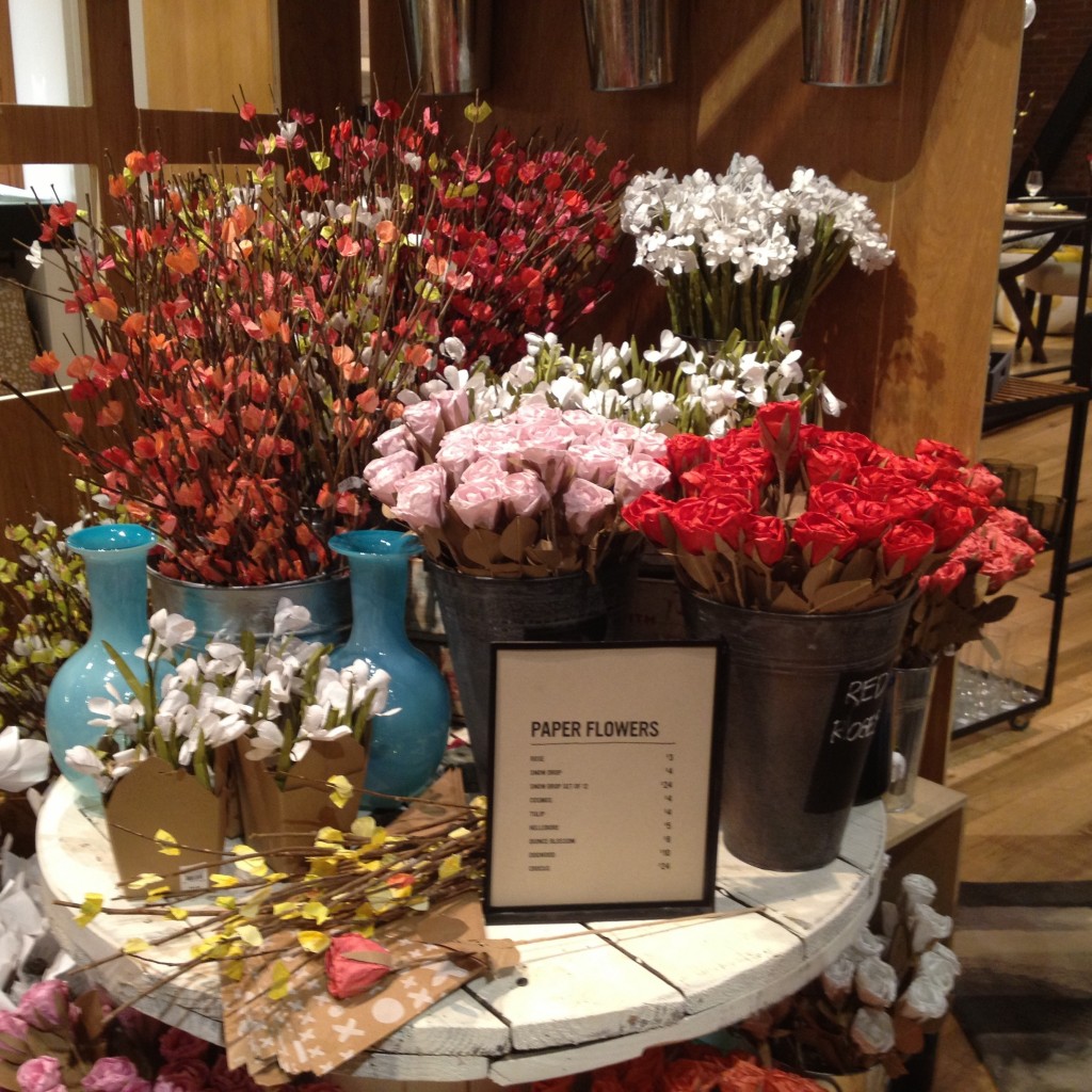 Paper flower display from West Elm Spring Social