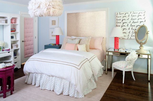 Light blue and clearance pink bedroom
