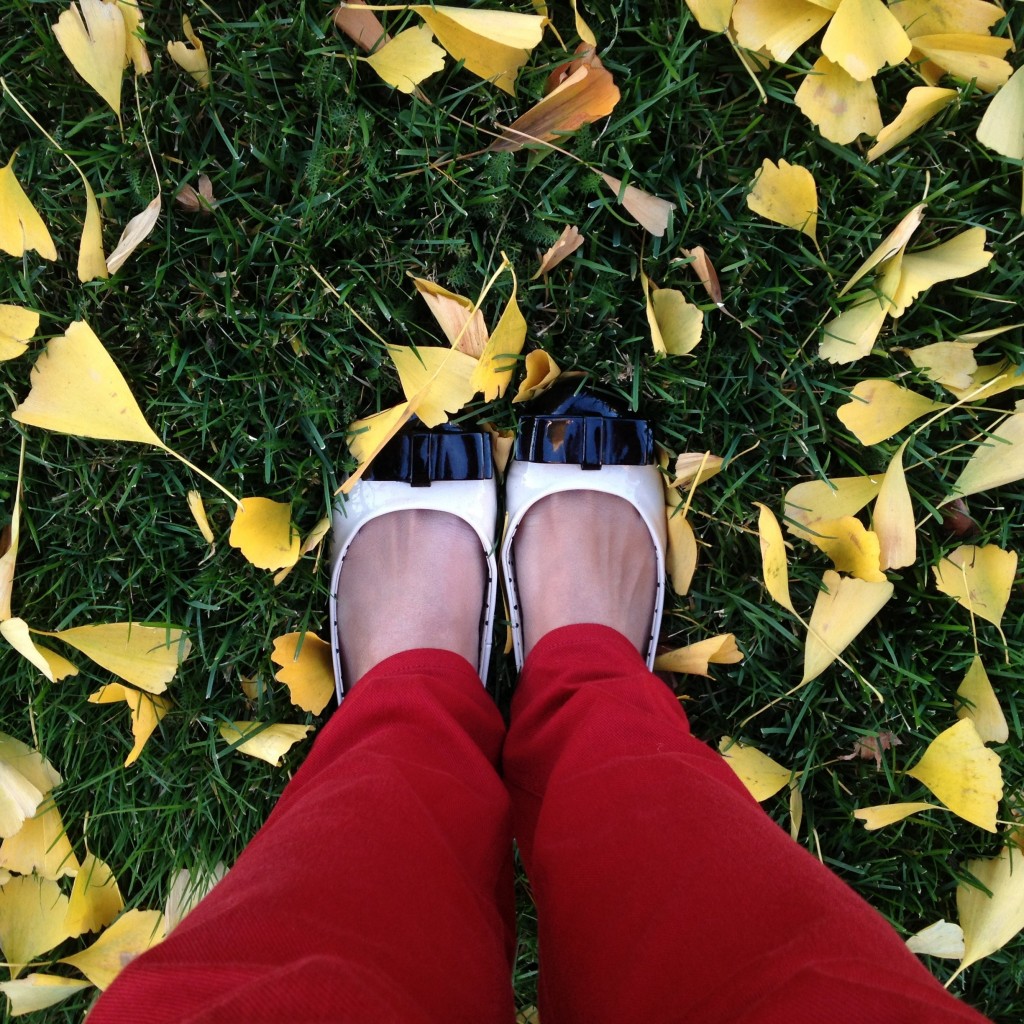 standing in leaves
